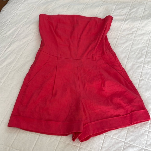 Hot Pink Theory Linen Blend Romper - Picture 2 of 8